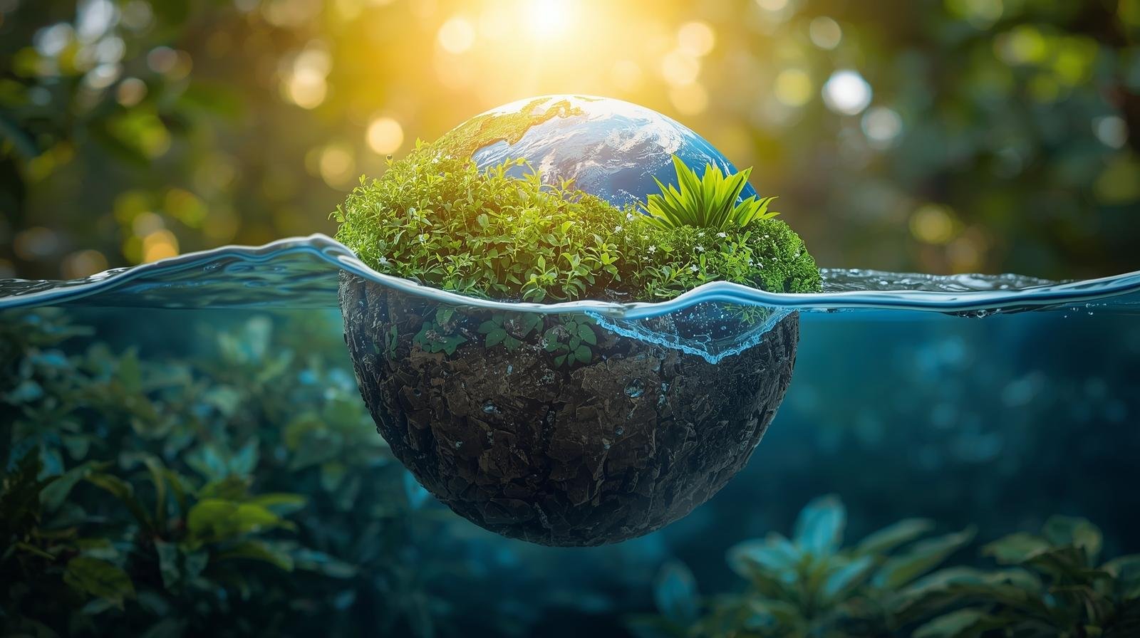 Planet Earth with green forest for eco and sustainability event