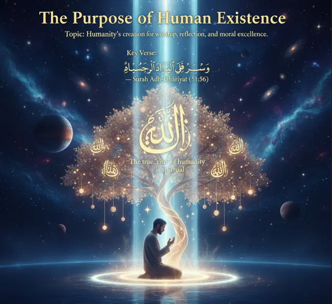 Cosmic scene with tree and symbols.