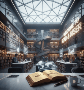 Modern library with reading areas. Modern library with reading areas.