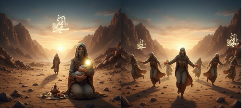 Ibrahim leaving Hajar and Ismail