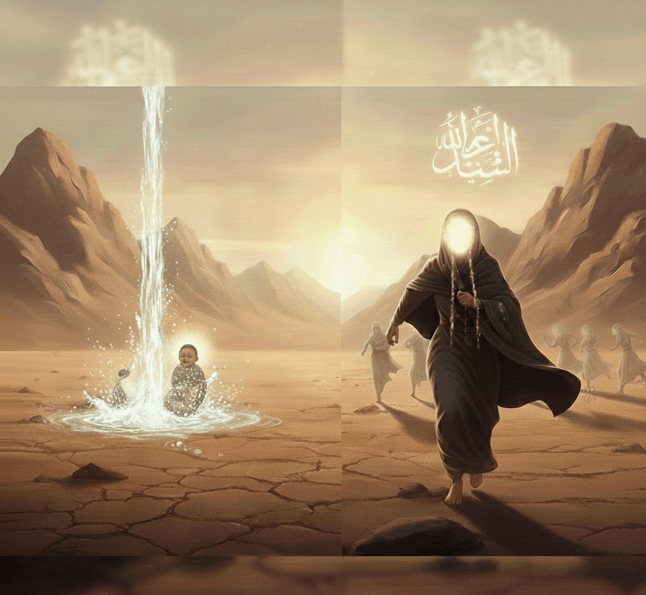 Zamzam water springing forth