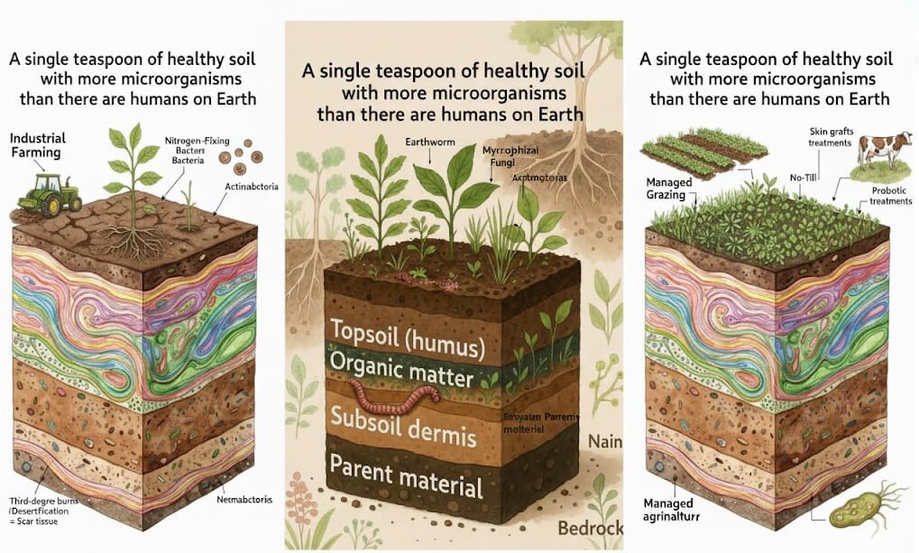Soil as Earth’s Living Skin – Watercolor Art