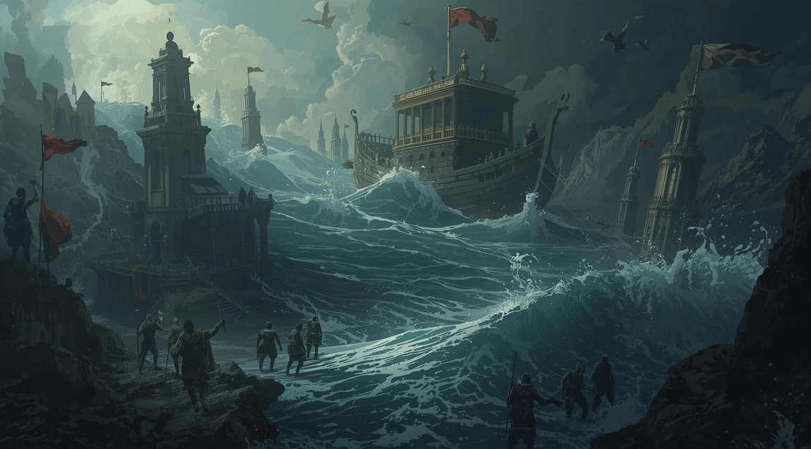 Comparative ancient flood myths illustration