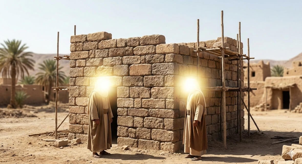 Prophet Ibrahim and Ismail constructing the sacred House