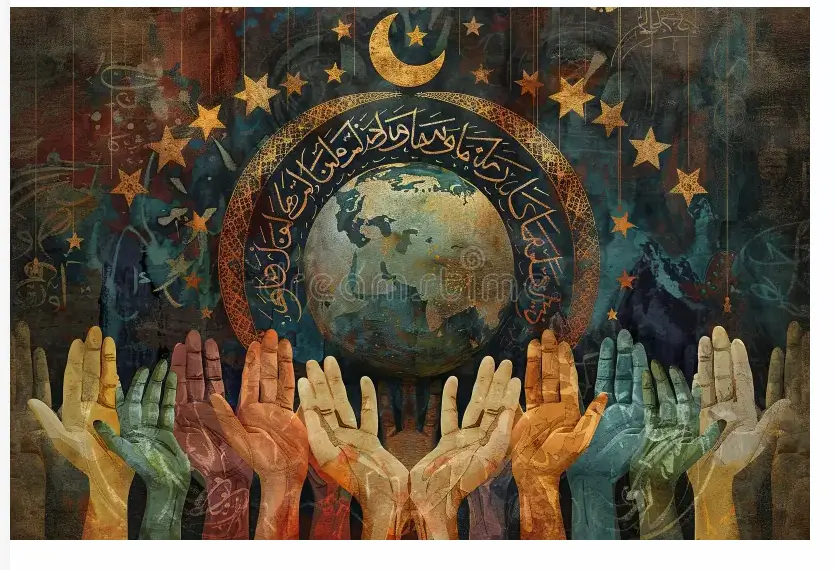 Muslim contemplating creation in nature