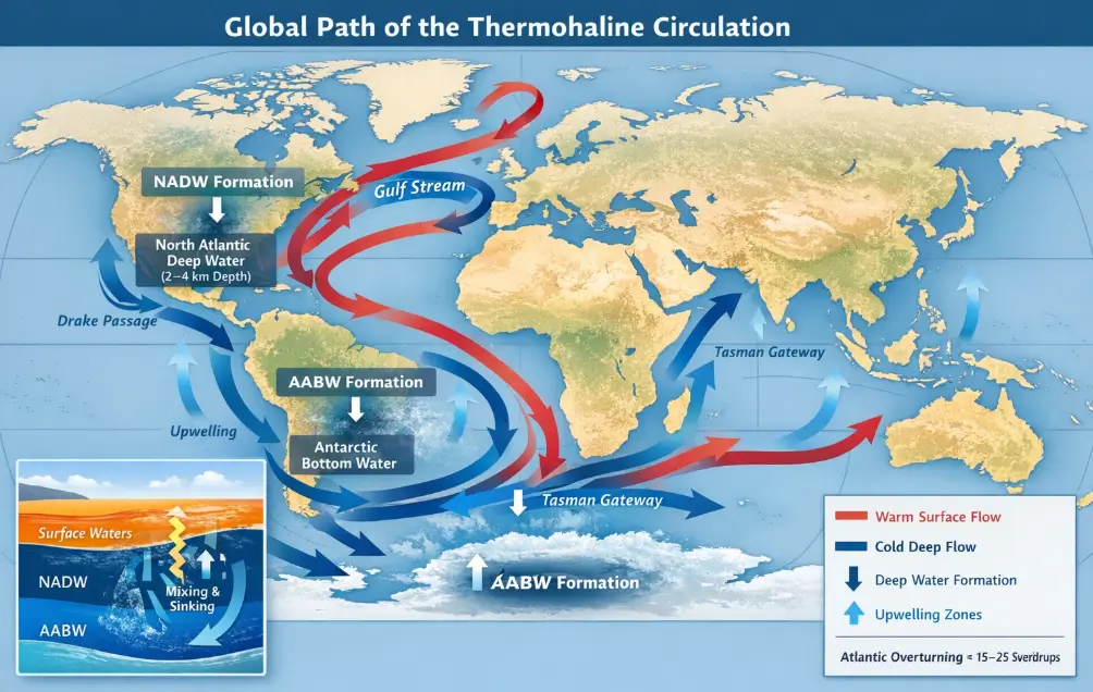 Global ocean circulation pathways illustrated