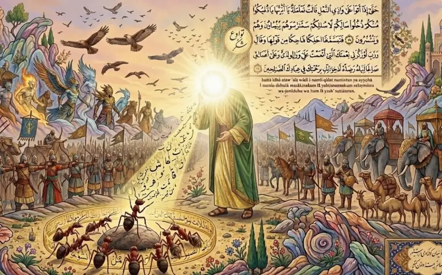 Prophet surrounded by nature and armies