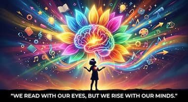 Colorful brain with inspirational quote.