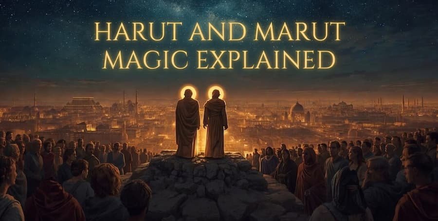 Harut and Marut Magic Explained Two figures discussing magic at night
