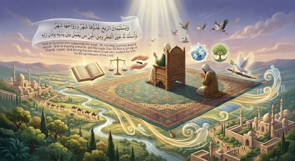 Spiritual scene with nature and prayer.