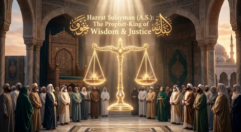 Hazrat Sulayman (A.S.): The Prophet-King of Wisdom & Justice Prophet-King with scales of justice