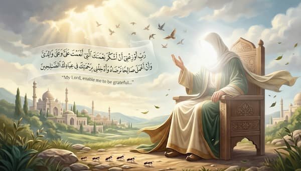 Figure in prayer with serene background.