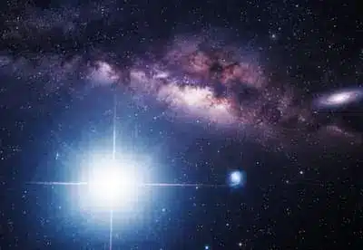 Brilliant star with dramatic lens flare illuminating the Milky Way galaxy in deep space, capturing The Secrets of the Night Sky Stars